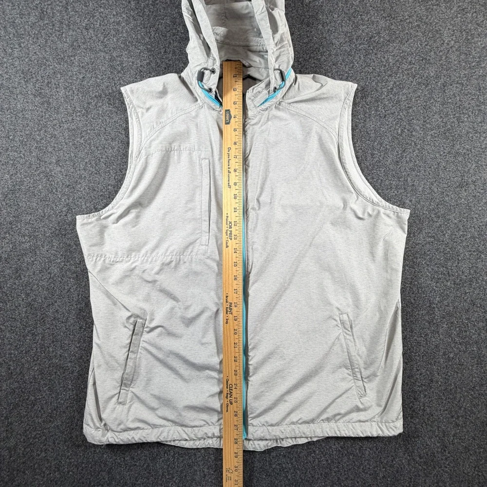 Peter Millar Crown Sport Mens XXL Grey Performance Vest Stowaway Hood Full Zip